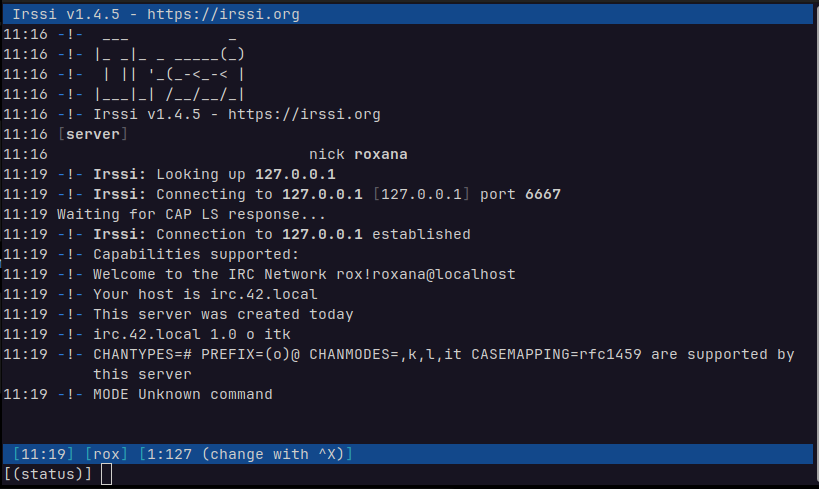 Preview of IRC server